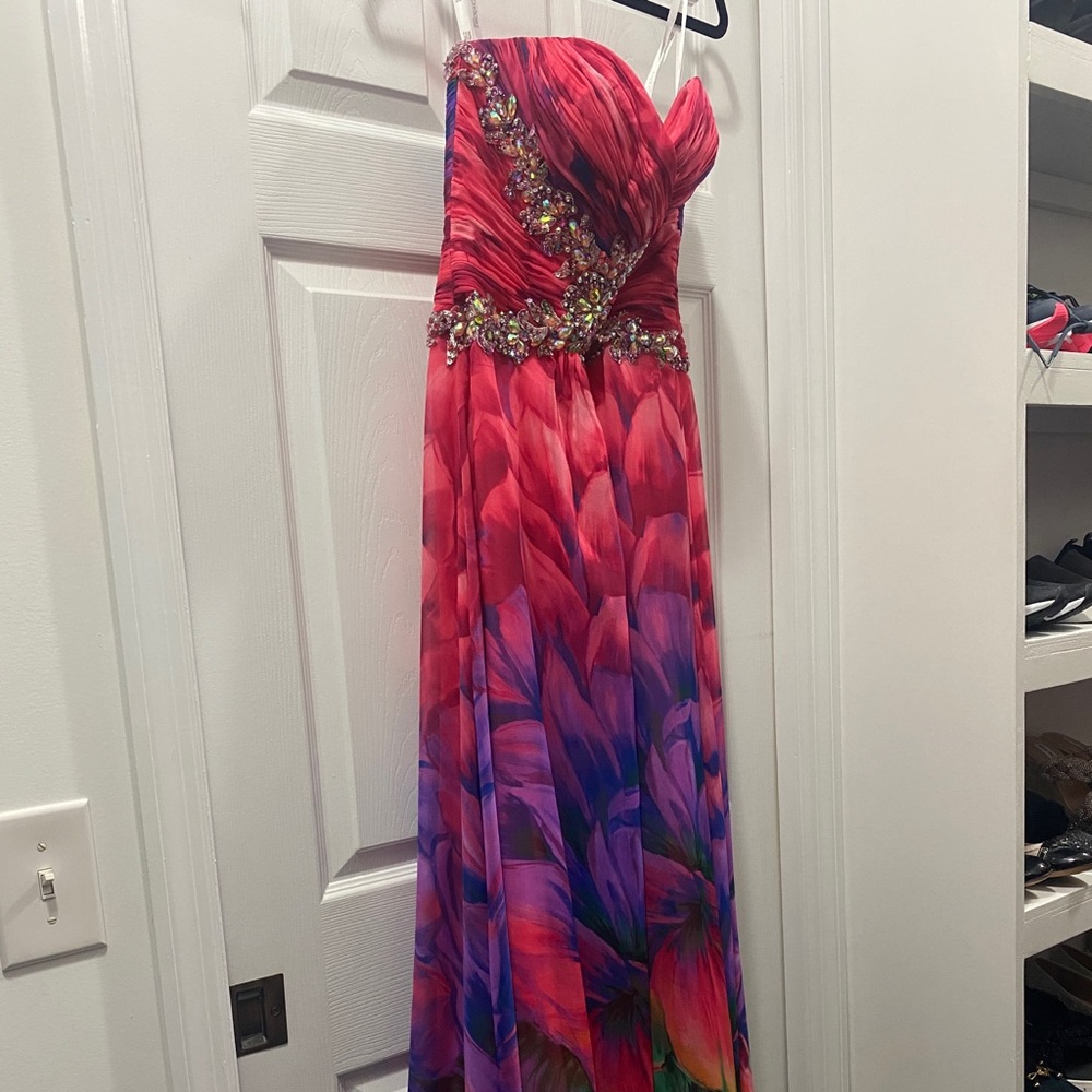 Strapless Evening Gown with Rhinestones